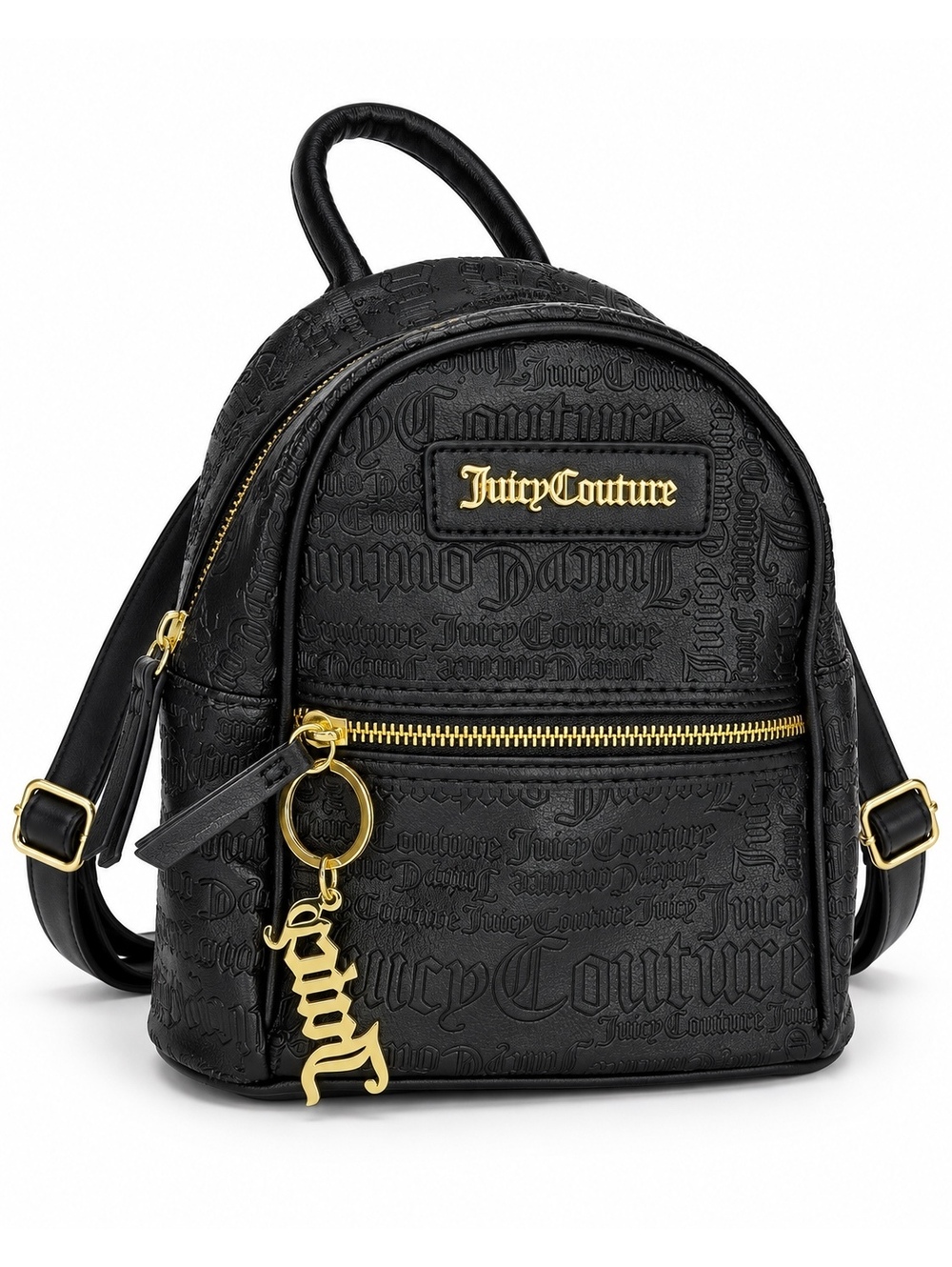 Juicy Couture Black Embossed Logo Mini Backpack Gold Hardware NWOT